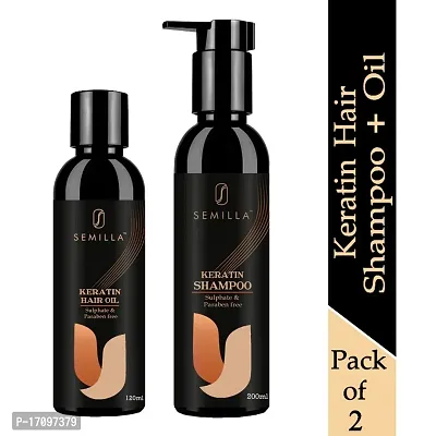 SEMILLA Keratin Shampoo and Hair Oil for Strengthening and Smoothening Hair | Part of Keratin Treatment (2 Items in the set)