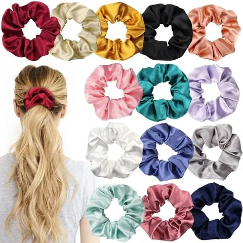 KK CREATIONS 12 pcs of satin silky round shape hair scrunchies for women