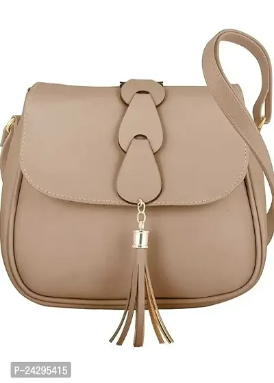 Stylish Beige Artificial Leather  Handbags For Women