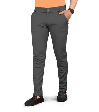 Charcoal Dark Grey Bootleg Cut Trousers Mens Formal Suits Pants Wide