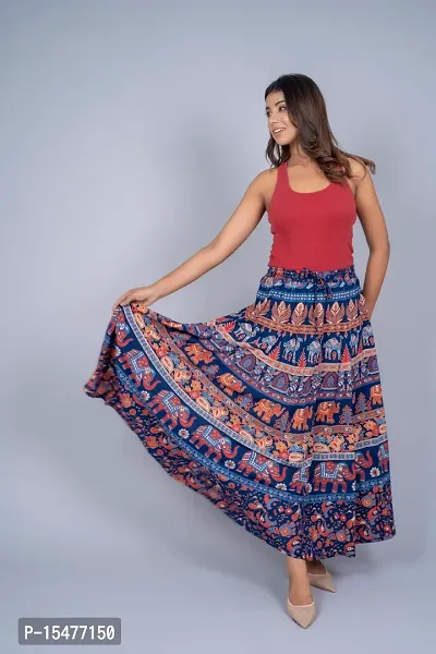 Jaipuri  Women Printed Skirts ( elastic waist band )-thumb0