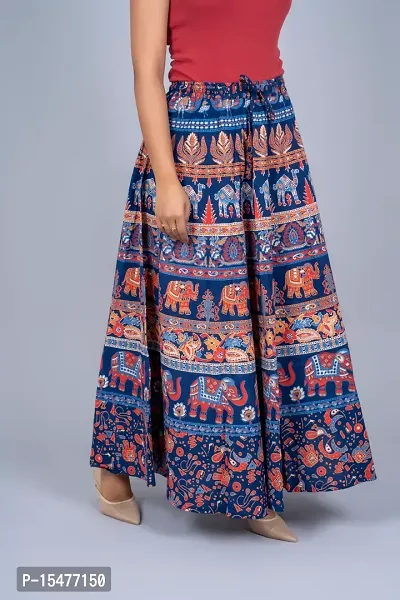 Jaipuri  Women Printed Skirts ( elastic waist band )-thumb3