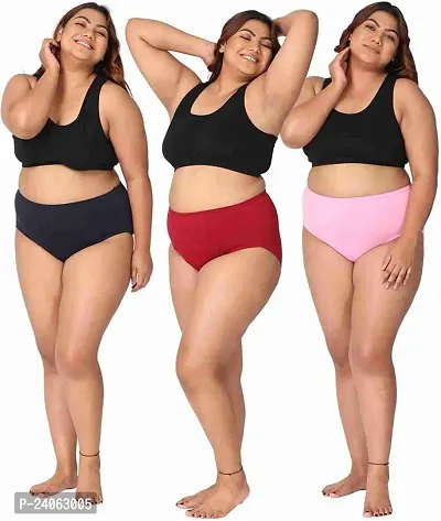 Plus Size Cotton Panty for women Pack of 3-thumb0