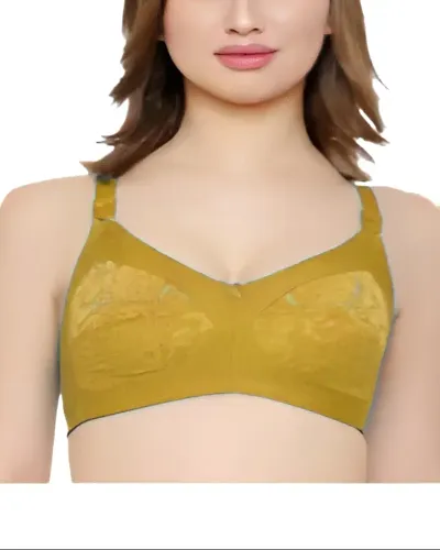 Women Net Cotton C Cup Non Padded Multi Color 1080 Net Design Solid Fashionable Bra With Strap Combo Pack of 1 (Colors on Vary)