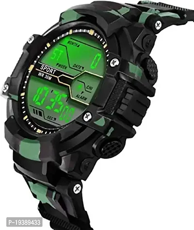 LORENZ Army Camouflage Green-Black Strap ?Digital Multicolor Dial Watch for Men | Watch for Boys- MK-3043-DG-thumb2