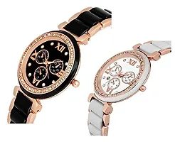 Manki White Black Dial of analuge Watch - Pair - for Girls  Women-thumb1