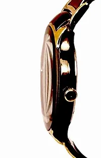 Hugaro Analog Black  Gold Strap Bracelet Type Wrist Watch for Men-thumb3