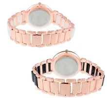 CODICE Rose Gold Black and White Metal Strap Watches for Girls and Women Combo 2 M-Wht-Bk-thumb2