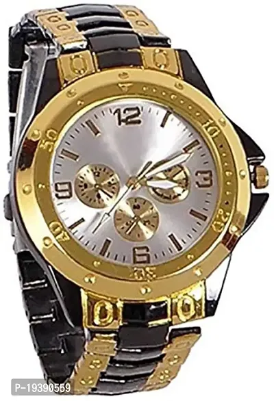 MAHIT Black Gold Metal Strap Professional and Stylish Luxury Hybrid Watch - for Men