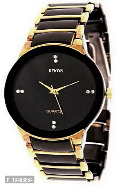 REKON Analog Black Gold Watch-for Boys