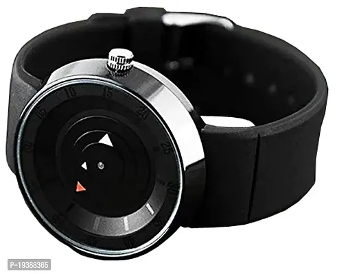 Peral Analog Unique Arrow Spinner Matt Finished Rubber Strap Black Dial Men's and Boy's Popular Wrist Watch-thumb2