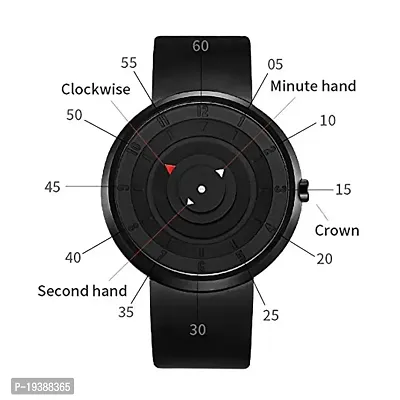 Peral Analog Unique Arrow Spinner Matt Finished Rubber Strap Black Dial Men's and Boy's Popular Wrist Watch-thumb4