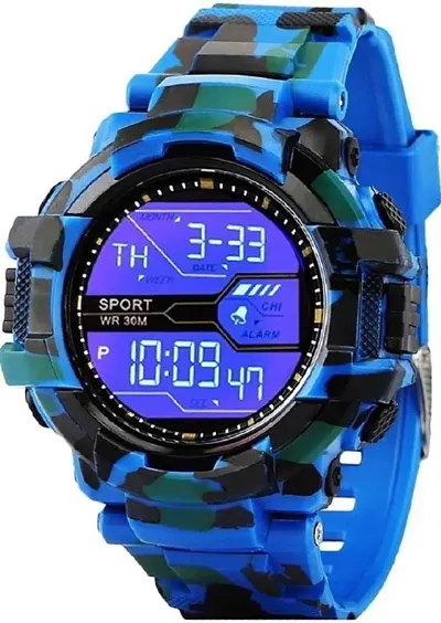 A Dress Digital Dial Men's Watch-Army-Blue