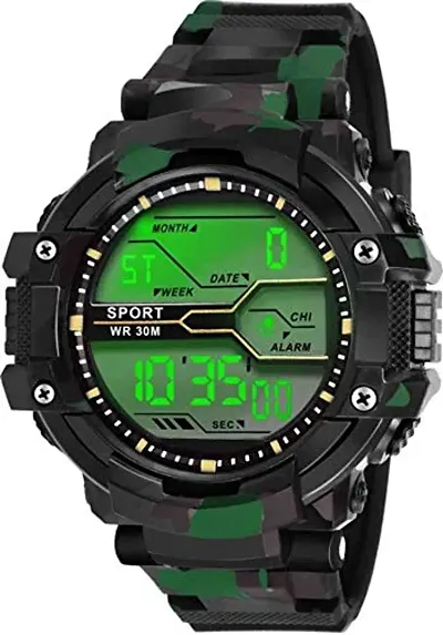 LORENZ Army Green-Black Strap ?Digital Dial Watch for Men | Watch for Boys- MK-3043-DG