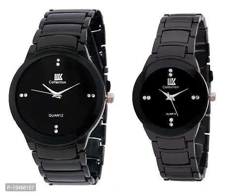 Geneva Jewel Black Dial Men's  Women's Quartz Analog Wrist Watch