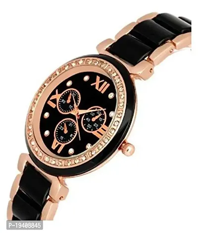 MANKI Black Dial of analuge Watch - Pair - for Girls  Women Black Gold-thumb2