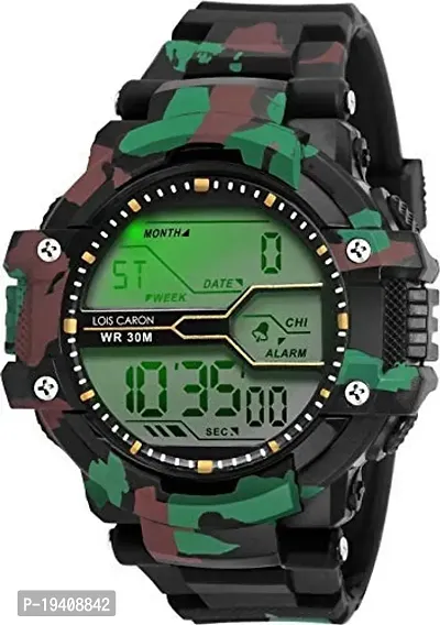 Peral Digital Multi Color Dial Sports Watch for Boy's  Men's (Black)