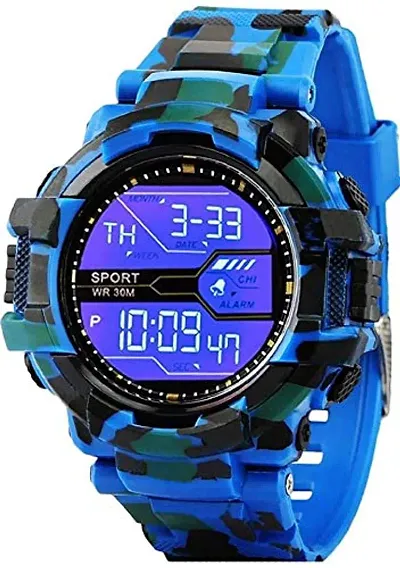 A Dress Digital Dial Men's Watch-Army-Blue