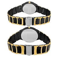 Accro Black Dial with Diamond Touch with Black and Golden Strap Watch for Couple-thumb1