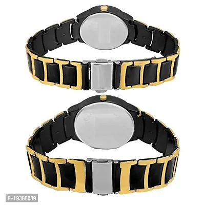 Accro Black Dial with Diamond Touch with Black and Golden Strap Watch for Couple-thumb2