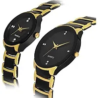 Quebec Iik Gold Black Couple Analog Watch for Men and Boys  Girls and Women Watches-thumb1