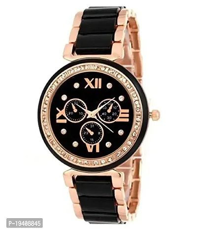 MANKI Black Dial of analuge Watch - Pair - for Girls  Women Black Gold-thumb0