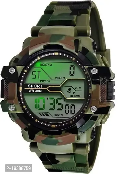Xotak Men's Digital Sports Army Watch (Military Green Colour)