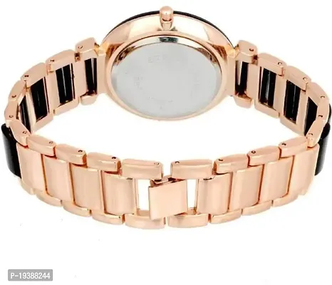 Hugaro Good Looking Gold  Black Dial Black  Rose Gold Dial Analog Bracelet Type Wrist Watch for Girls-thumb3