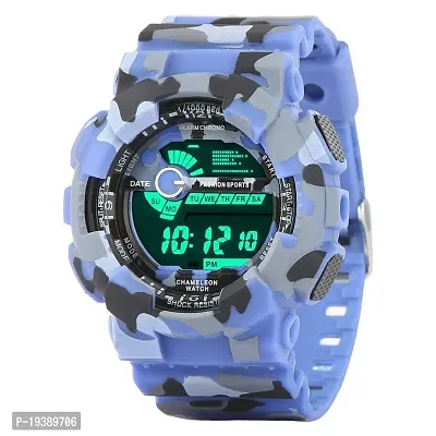 Peral Digital Army Style Sports Watch for Men's and Boy's Black Dial (Blue)