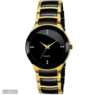 MOKSHA Analogue Black Dial Basics Wrist Watch for Men - IIK Men (Gold)-thumb0