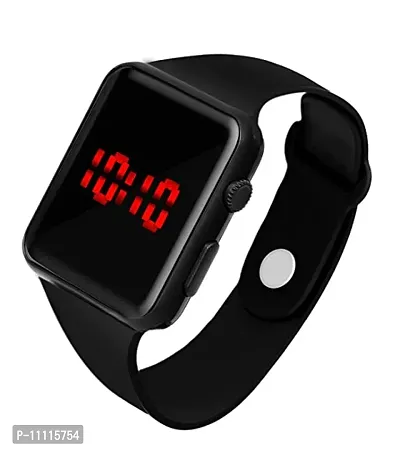 New Generation Digital Square Black Dial Day Date Calendar Red LED Watch for Boys, Girls  Kids