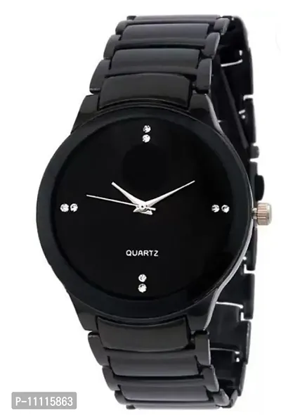Stainless Steel Watch Series Analogue Mens Watch (Black Dial Mens Long Colored Strap) -W219