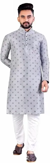 Stylish Men Embroidered Cotton Silk Straight Kurta-thumb0