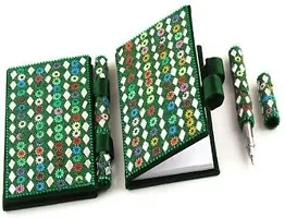 Shakuntala Vintage Diary with Pen Mini Diary unruled 100 Pages (Green, Pack of 2)-thumb1