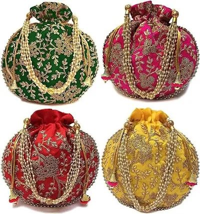 Women Ethnic Rajasthani Potli Bag, Pouch Potli Purse for Women and Girls ( Pack Of 4 )