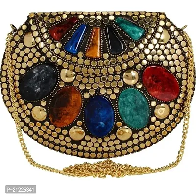 Design Craft Bridal Women Antique Brass PurseEthnic Handmade Metal Clutch Bag-thumb0