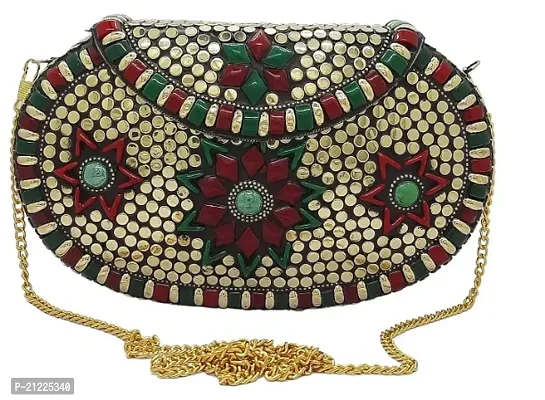 Design Craft Bridal Women Antique Brass PurseEthnic Handmade Metal Clutch Bag
