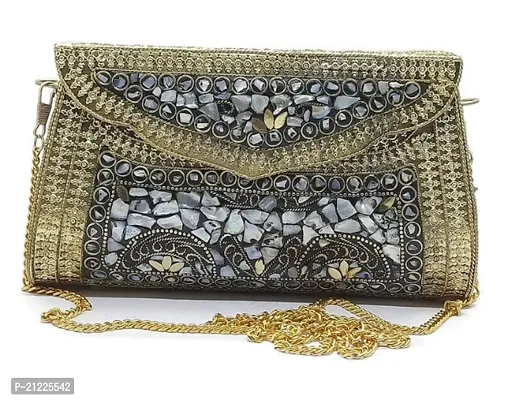 Antique Indian Handmade Square mosaic metal bag Women/Girls Bridal metal clutch party sling bag