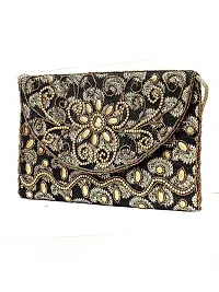 Womens China Beades Handbags Clutch Purse For Party/Wedding/Casual (Color: Black),Black And Gold-thumb3