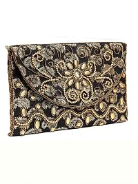 Womens China Beades Handbags Clutch Purse For Party/Wedding/Casual (Color: Black),Black And Gold-thumb1