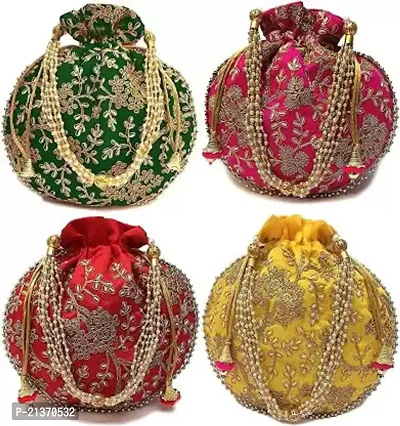 Women Ethnic Rajasthani Potli Bag, Pouch Potli Purse for Women and Girls ( Pack Of 4 )-thumb0