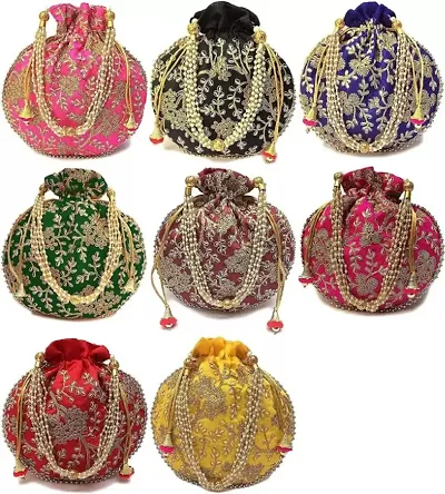 Embroidered Bridal Potli Bags Fancy Potli Bag for Wedding, Engagement Return Gift for Women (pack of )