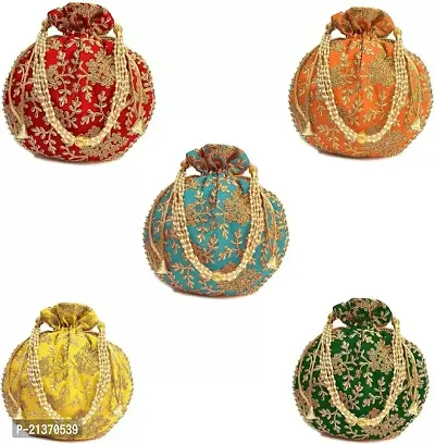 Womens Ethnic Rajasthani Potli Bag, Pouch Potli Purse for Women and Girls ( Pack Of 5 )