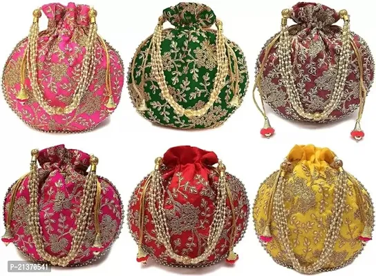 Womens Ethnic Rajasthani Potli Bag, Pouch Potli Purse for Women and Girls ( Pack Of 6)