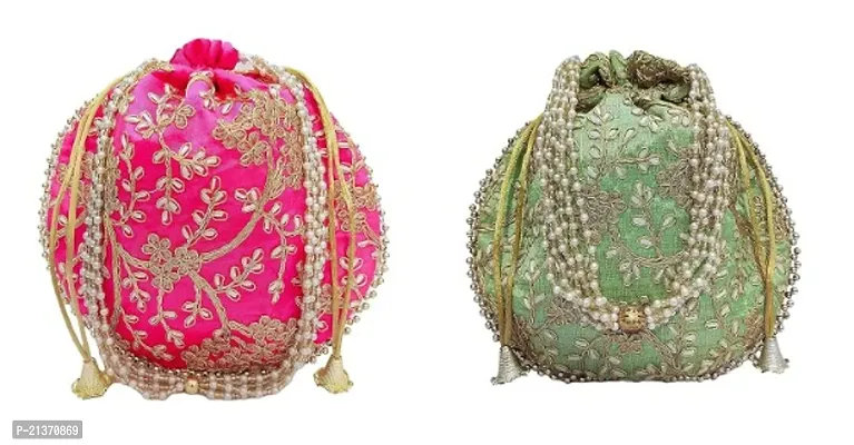 Rajasthani Look Womens Wristlets Ethnic Bridal Potli ( Pack Of 2 )-thumb0