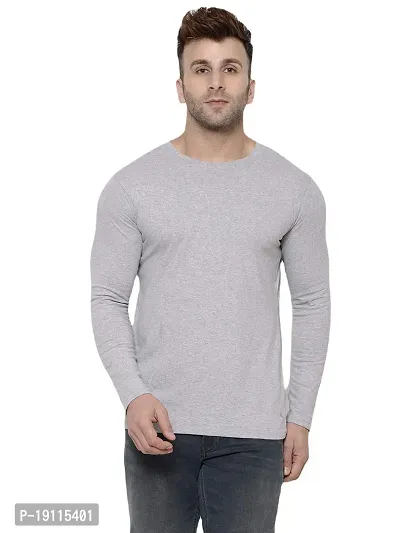 Hapuka Men's Slim Fit Solid Grey Melange Cotton T Shirt