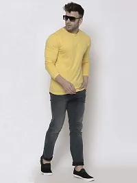 Hapuka Men's Slim Fit Solid Yellow Cotton T Shirt-thumb4