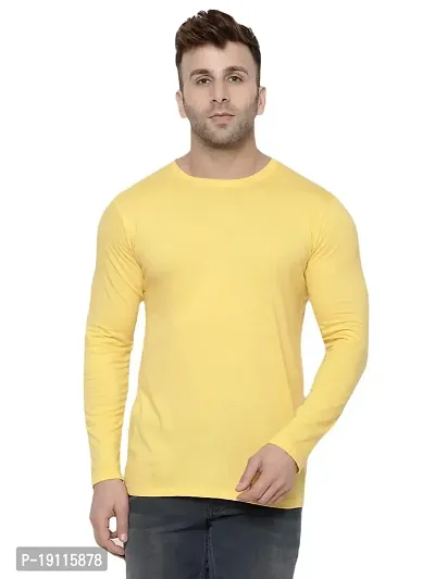 Hapuka Men's Slim Fit Solid Yellow Cotton T Shirt