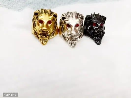 Elegant  Alloy Lion Ring Set Of 3 for Men-thumb0