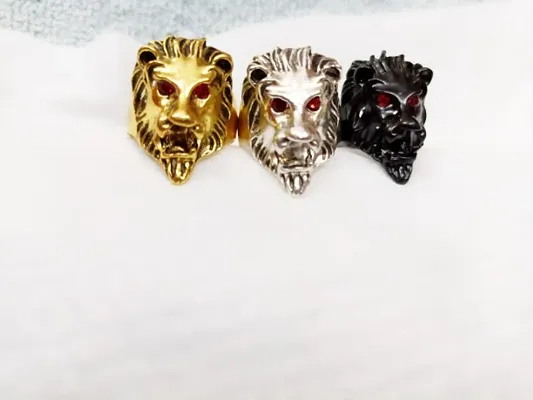 Elegant  Alloy Lion Ring Set Of 3 for Men
